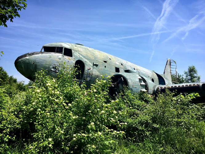 Abandoned airplane at Zeljava Air Base