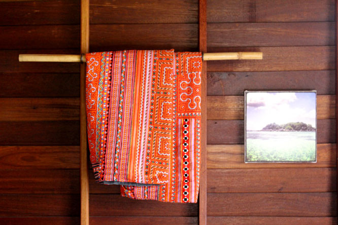 orange blanket in the bungalow