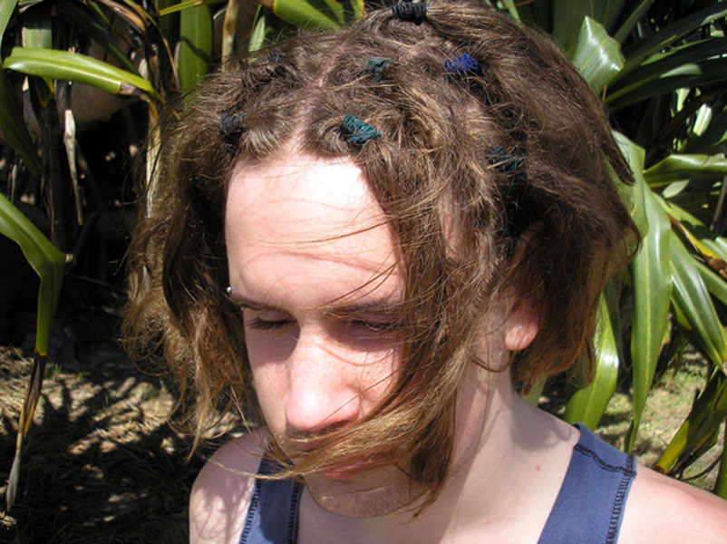 DIY dreadlocks. Not sectioned well, loose and fluffy.