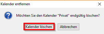 Kalender gelöscht