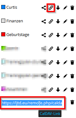 CalDAV Link heraussuchen