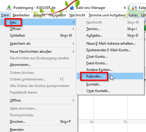 Thunderbird Kalender erstellen