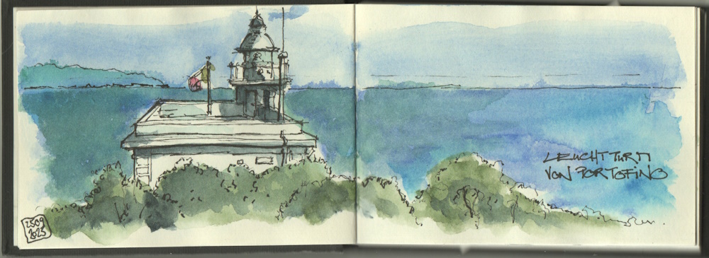 Camogli Italien_Kleinskizze 24x8 cm