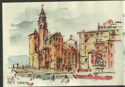 Camogli Italien_Kleinskizze 12x8 cm
