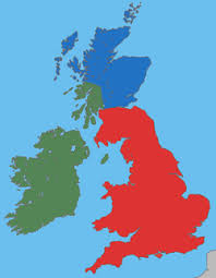 Em vermelho os bretões, em verde os irlandeses (ou gaéis) e em azul os pictos.
