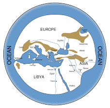 Mapa-múndia segundo Hecateu de Mileto (século VI-V a.C). Nota-se no mapa, que os celtas viveriam na parte ocidental da Europa, no que hoje corresponderia em grande parte a atual França. 