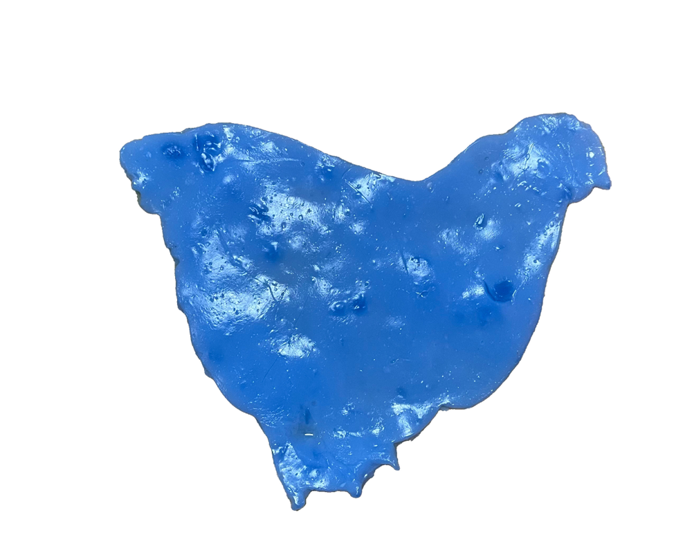 no title (Bio-Huhn Nr. 1), bioplastik, 21cmx21.5cmx5mm, 2023