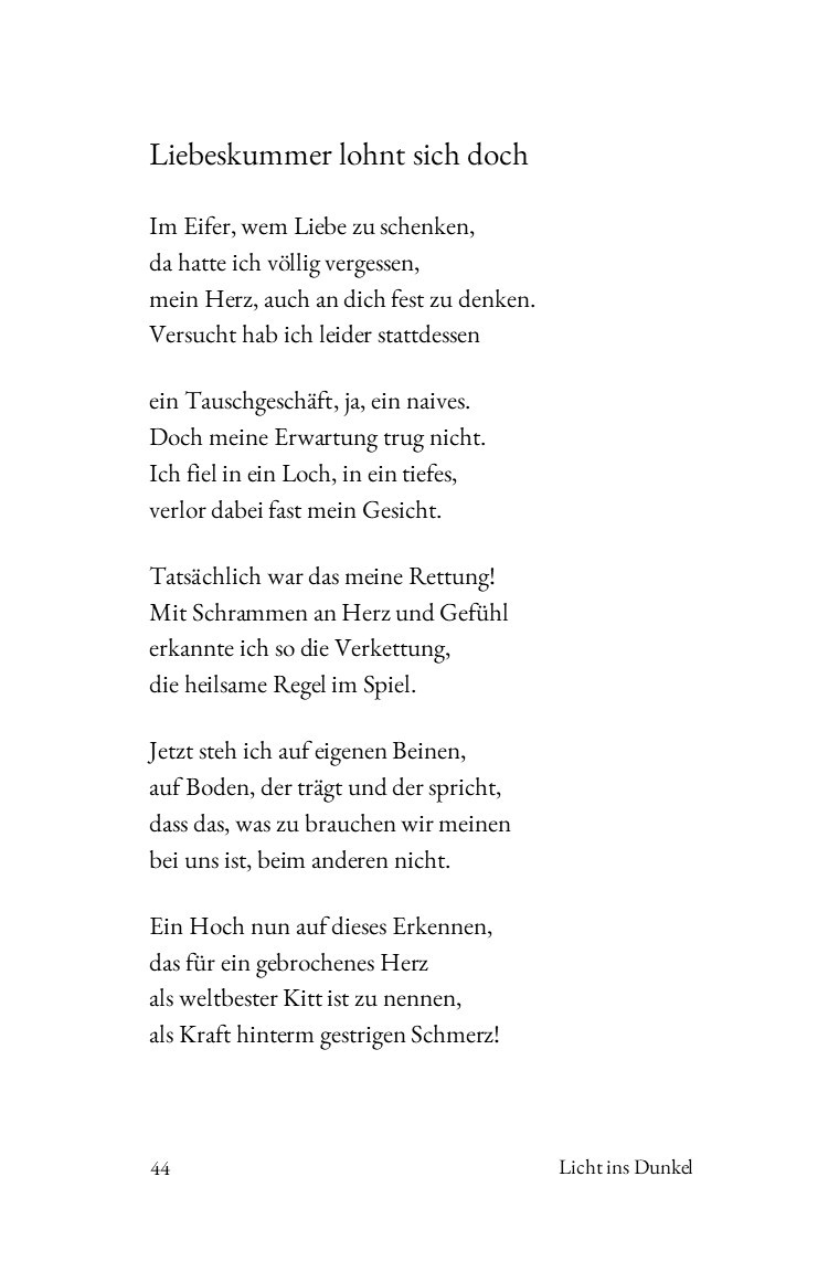 Liebeskummer lohnt sich doch