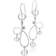 Boucles d'oreilles percées Volutes argent 925, Murano, blanches, 9.5g