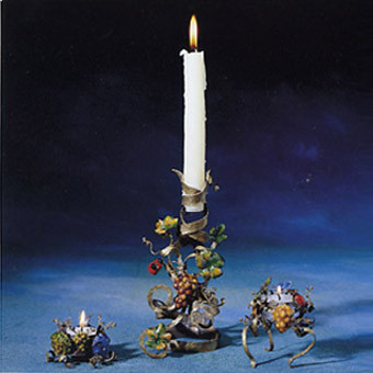 candelabrum “Bacchanales” - 1994 Laiton martelé et émail