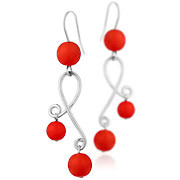 Boucles d'oreilles percées Volutes argent 925, p. de verre, rouges, 10.2g