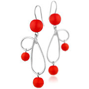 Boucles d'oreilles percées Volutes argent 925, p. de verre, rouges, 14.1g