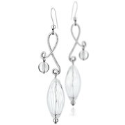 Boucles d'oreilles percées Volutes argent 925, Murano, blanches, 21.8g