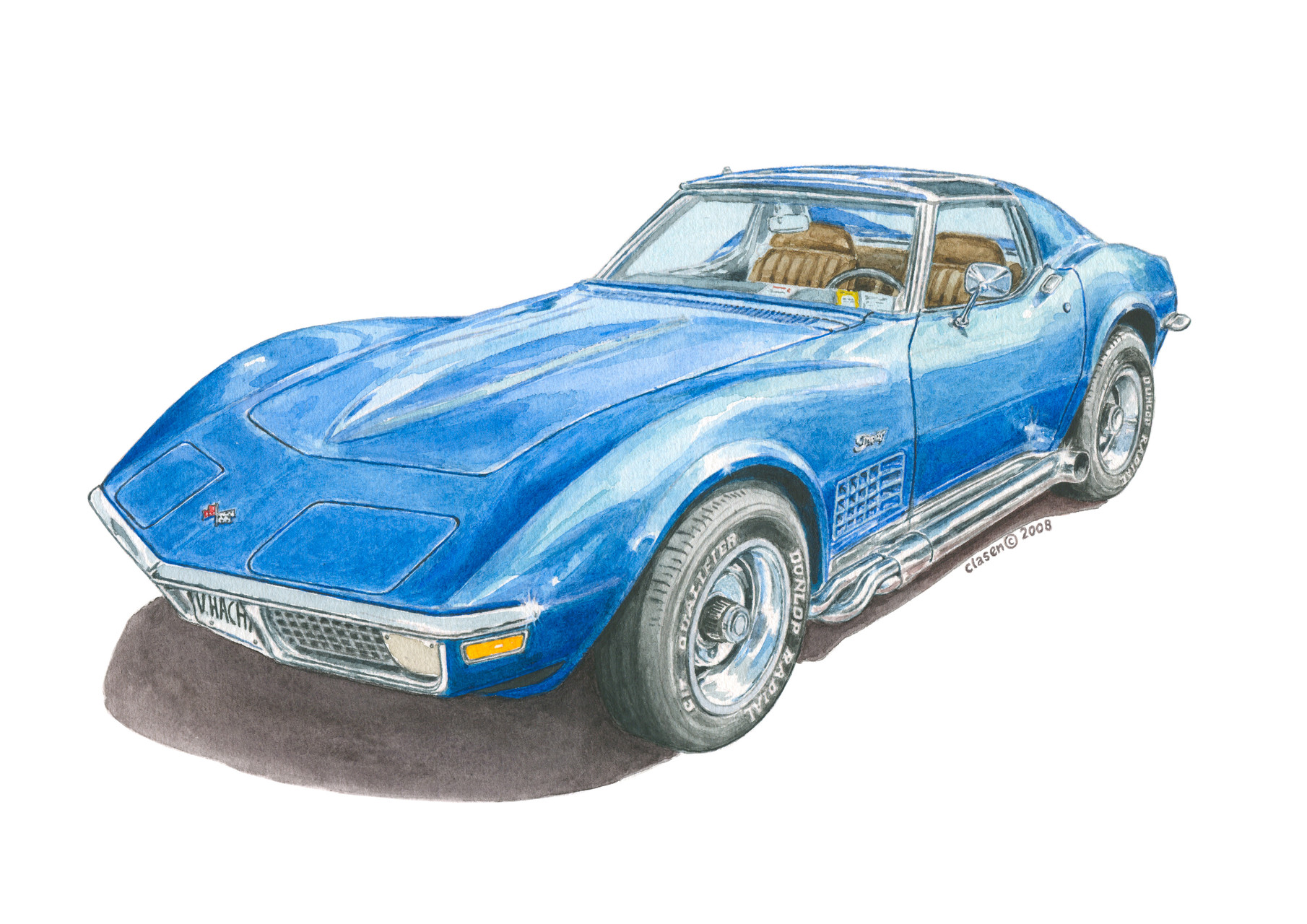 Corvette, Aquarell auf Papier, 2008