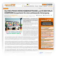 Pressescreenshot: OPENPR Die HNO-PRAXIS MÖNCKEBERGSTRASSE und IN DEN WALDDOERFERN kooperieren für eine umfassende Versorgung