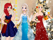 Игра одевалка Новогодняя вечеринка принцесс Диснея