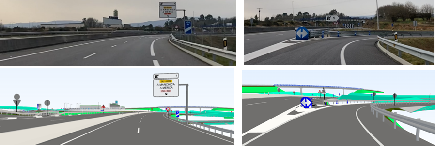  Comparación entre imágenes tomadas “in situ” e imágenes extraídas de un modelo 3D de carreteras