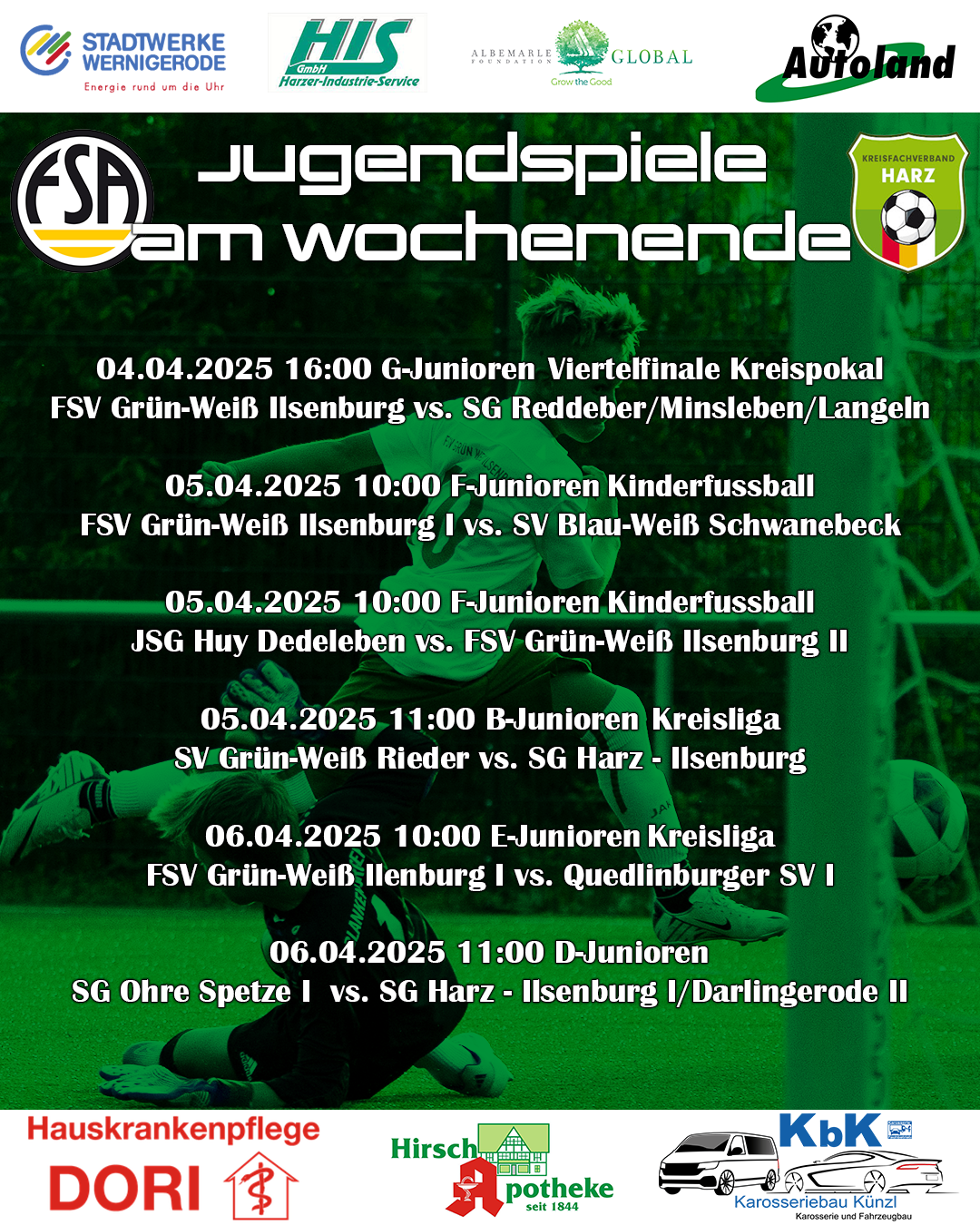Vorbericht zum Nachwuchs-Wochenende des FSV Grün-Weiß Ilsenburg (04.–06. April 2025)