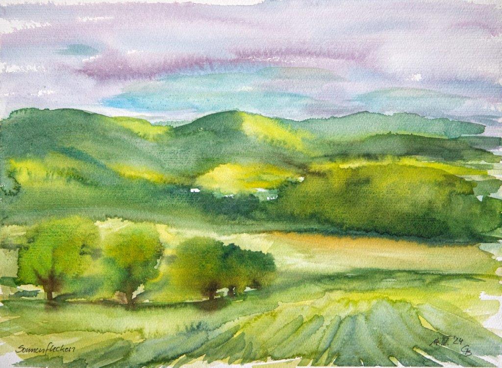 Sonnenflecken, 2024, Aquarell, 33,5x45,5