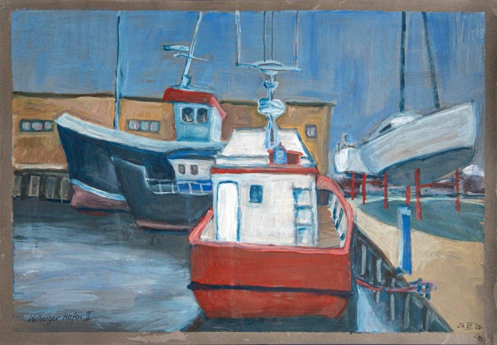 Kolberger Hafen II, 2024, Gouache, 39x56
