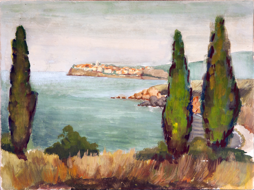 Am Schwarzen Meer, 1987, Gouache auf Pappe, 24x32cm