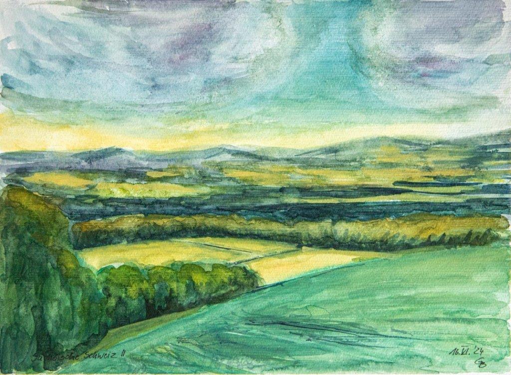Sächsische Schweiz II, 2024, Aquarell, 33x45