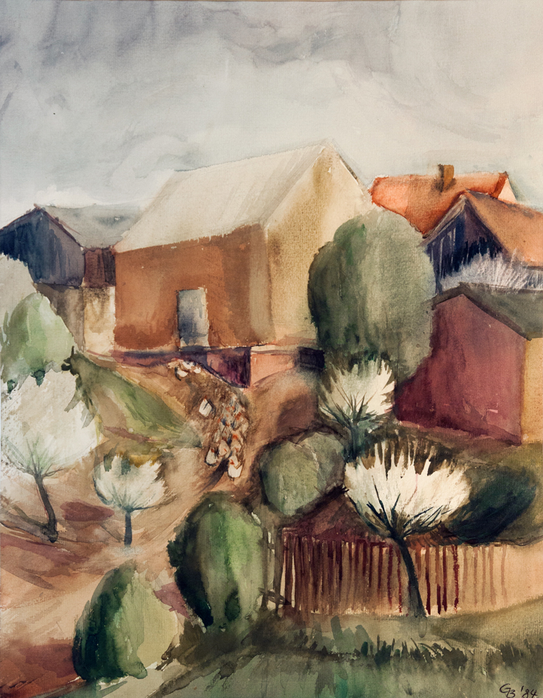 Hühnerhof, 1984, Aquarell, 45x35cm