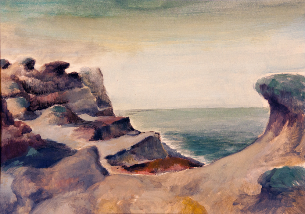 Hohes Ufer, 1980, Gouache auf Pappe, 28x40cm