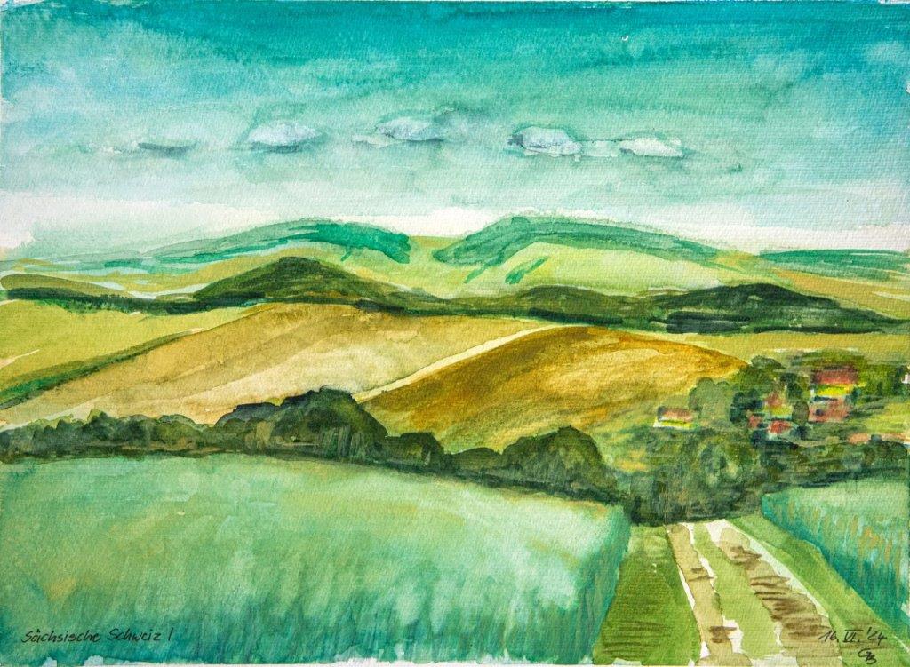 Sächsische Schweiz I, 2024, Aquarell, 33x45,5