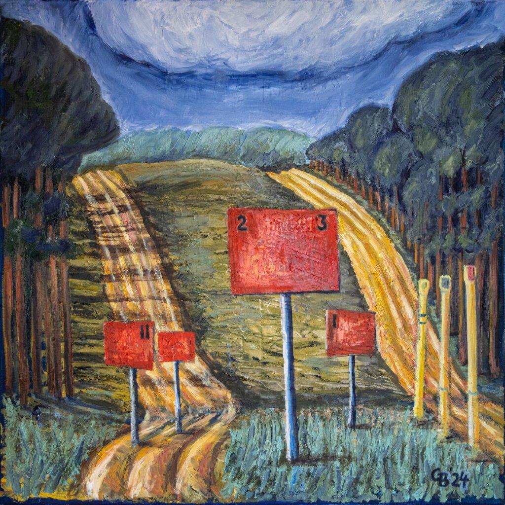 Einschnitte, 2024, Öl auf Leinwand, 80x80cm