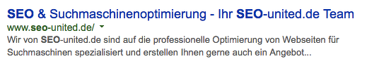Keyword im Domainnamen und an erster Stelle - Beispiel seo-united.de