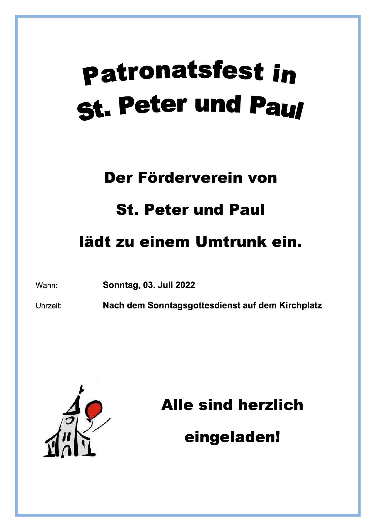 Patronatsfest in St. Peter und Paul kirchorthuckingens Webseite!