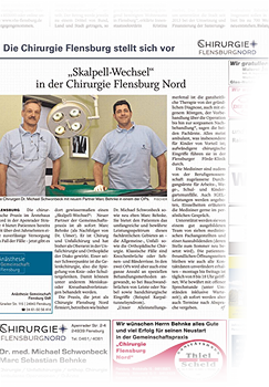 Grafik: Webscreen / Preview FLENSBURGER TAGEBLATT - Pressemeldung der Gemeinschaftspraxis CHIRURGIE FLENSBURG NORD