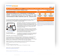 Grafik: Webscreen / Preview FIRMENPRESSE - Pressemeldung der Gemeinschaftspraxis CHIRURGIE FLENSBURG NORD