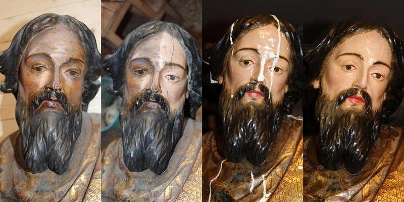 Restauración acometida a la imagen de San Bartolomé, titular y patrón de la feligresía y parroquia del mismo nombre, de Carmona. 2.014