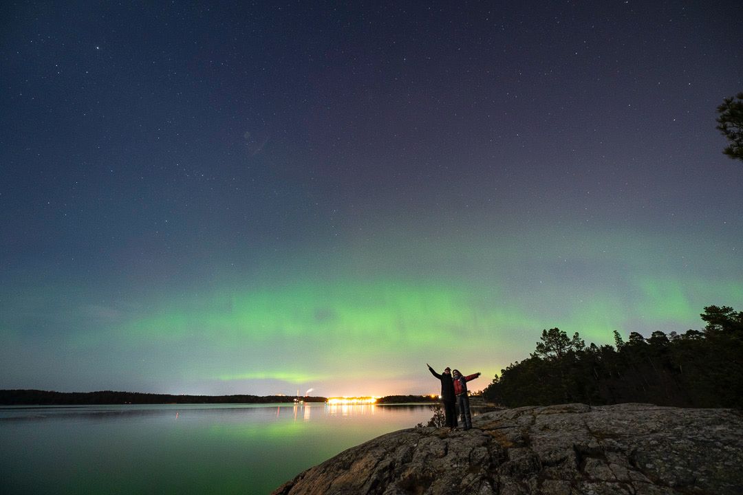 Polarlichter über Ruissalo (Foto Jürgen Borries)