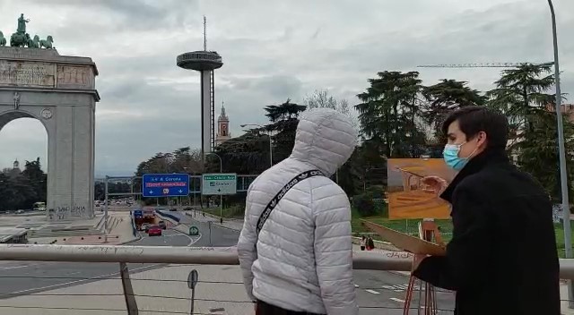 Pintando en el mirador de Moncloa (Madrid)