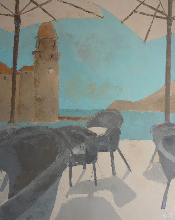 Collioure, Le Petit Café, acrylique sur toile, 60X70, 2016