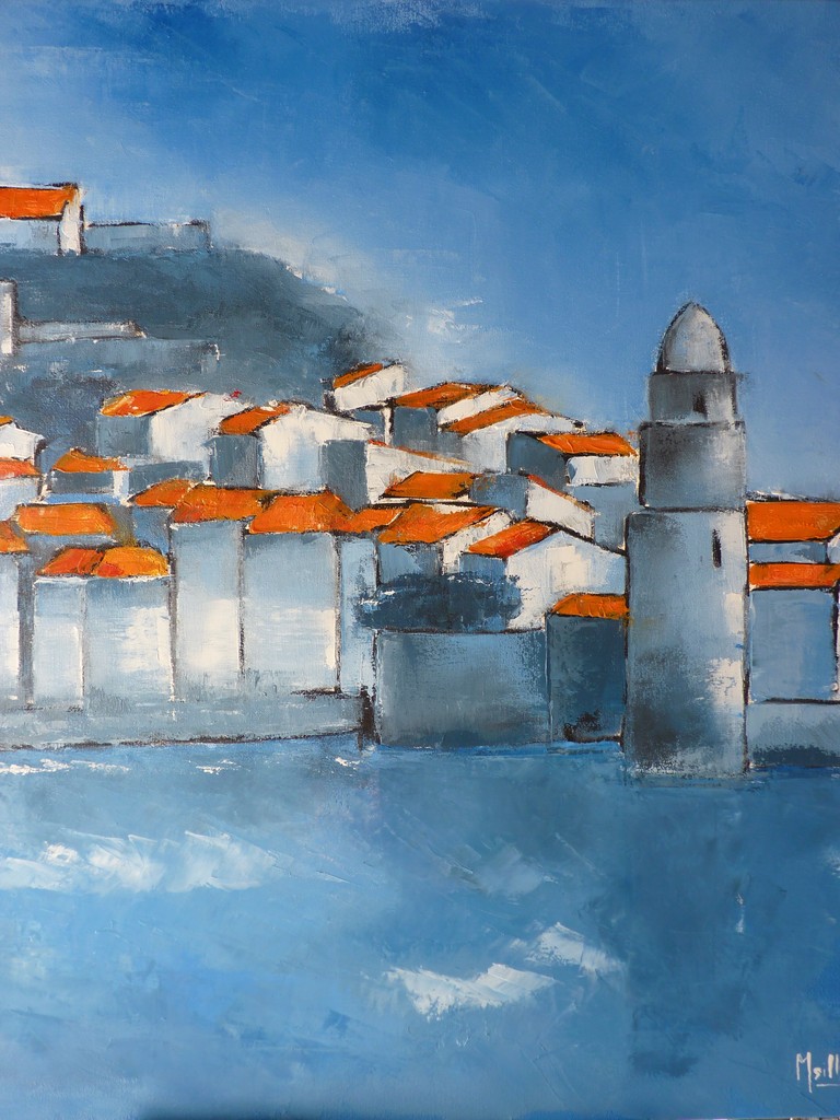 Collioure, Pyrénées Orientales, huile sur toile, 45X55, 2014