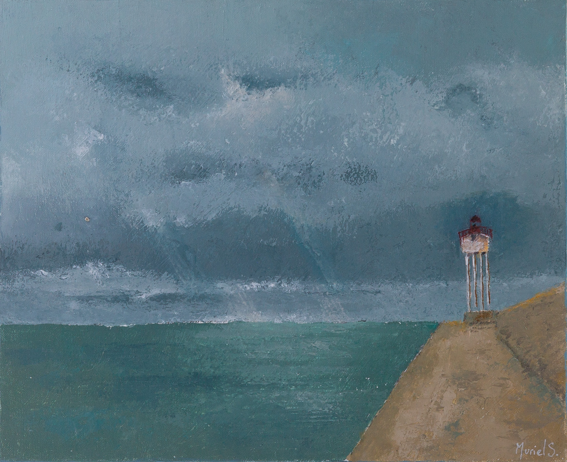 Le phare de Port Vendres, acrylique sur toile, 40x50