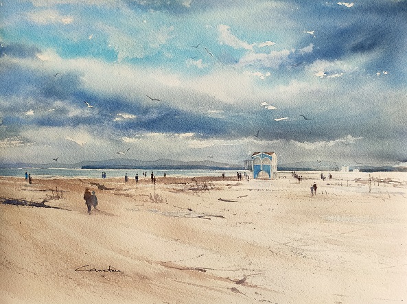 La plage de Port la Nouvelle 26x36 (2021) Collection privée