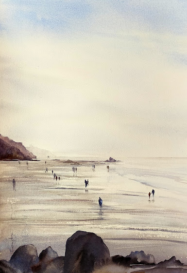La plage de Bidart (2022) 27x37 Collection privée