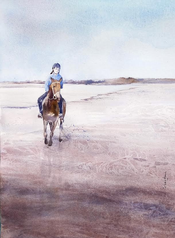 Cavalière sur la plage 29x39 (2021) Collection privée