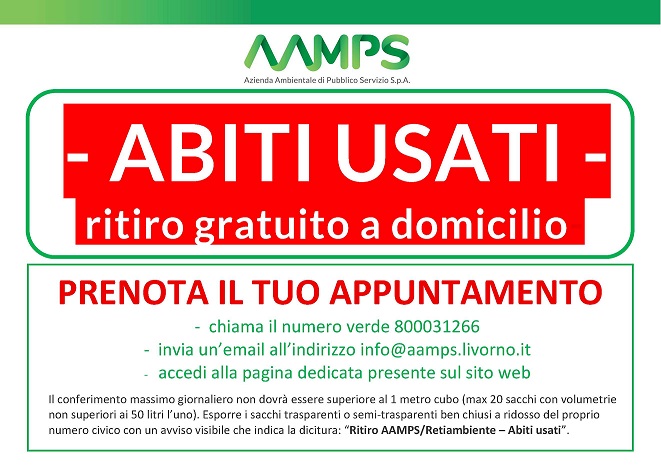 Nuovo servizio gratuito AAMPS/Retiambiente: ritiro a domicilio degli abiti usati