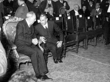 Roma, Gennaio 1965 - Giuseppe saragat e Aldo Moro all'apertura Anno Giudiziario