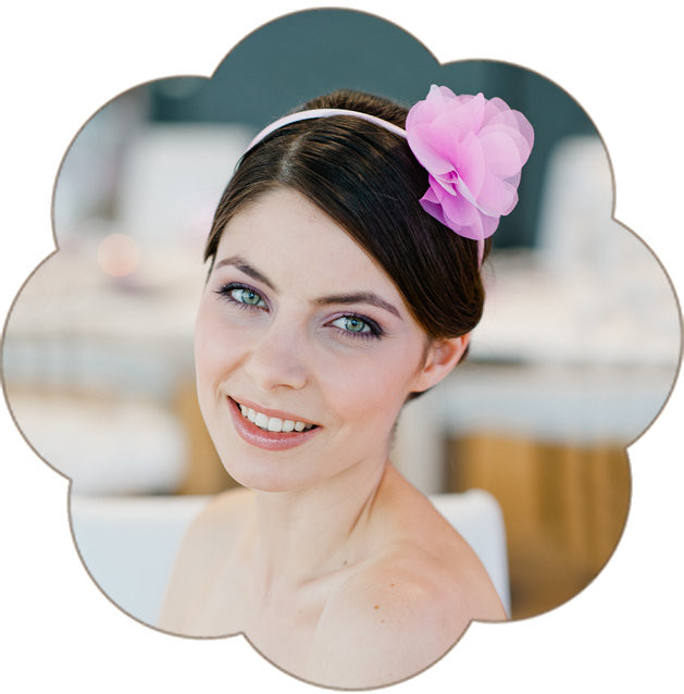 Haarreif mit Organzablüte für die Braut in rosa für ihr Standesamt Outfit!
