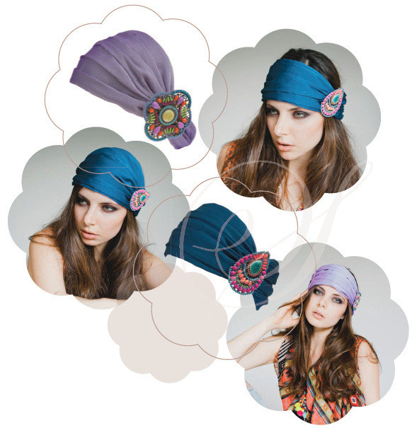 Haarband / bandana in Blau und Lila. Exotisch, trendy, cool, vielseitig tragbar, als Haarband oder als Cap in Ethno Tribal Stil. Ein Must Have 2015.