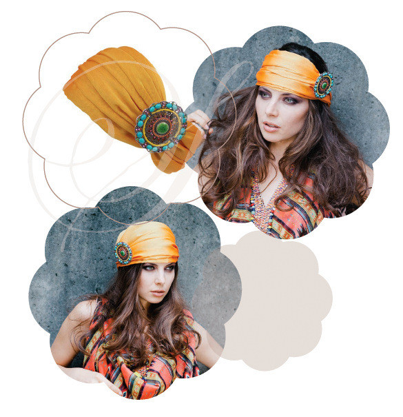 Haarband / bandana in Orange. Exotisch, trendy, cool, vielseitig tragbar, als Haarband oder als Cap in Ethno Tribal Stil. Ein Must Have 2015.