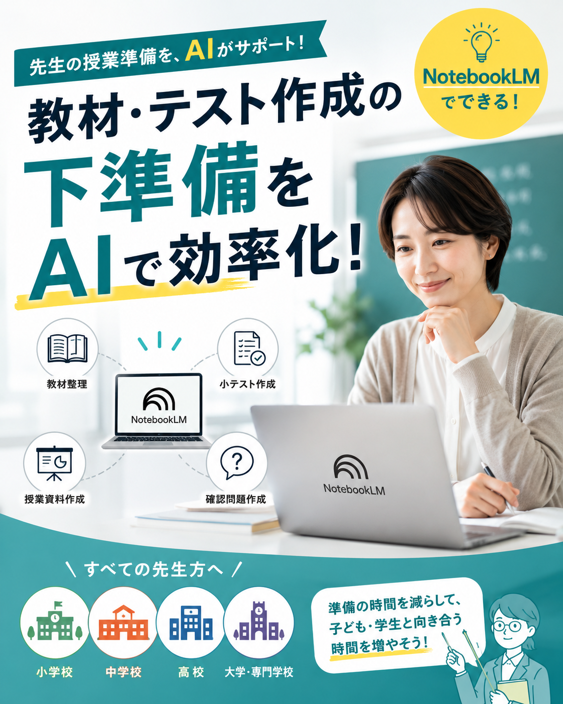 学校の先生こそNotebookLMを使ってほしい理由。教材・テスト作成の下準備をAIで効率化