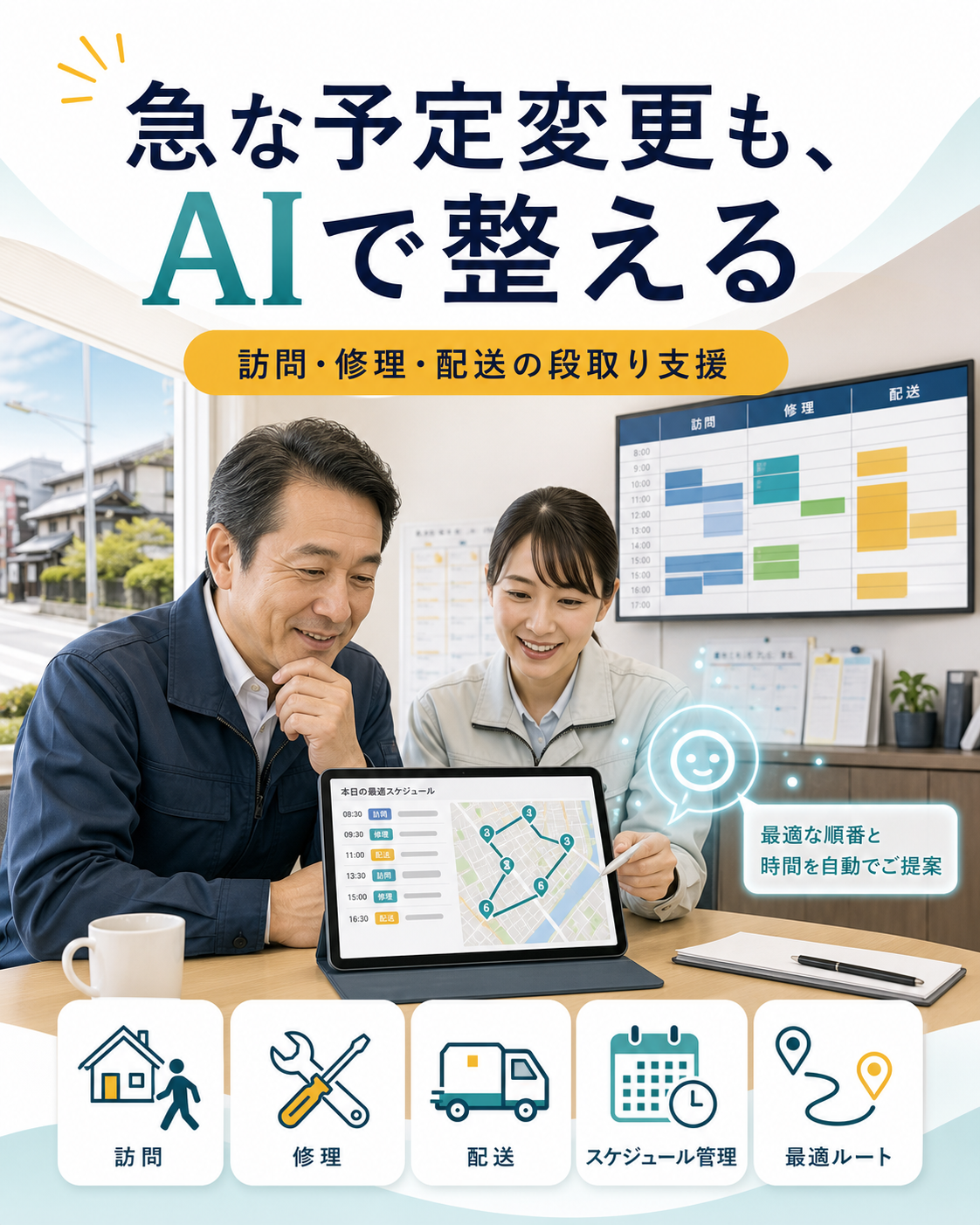 「今から行けますか？」で現場が止まる前に。AIで訪問予定を組み直す考え方